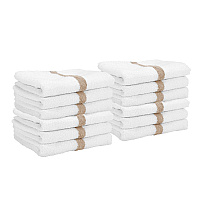 Power Gym Hand Towel 16x27 Beige Stripe - Pack Of 12 (PWR-1627-3BGCS)