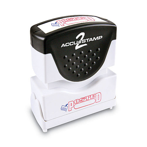 ACCUSTAMP Pre-Inked Shutter Stamp, Red/Blue, POSTED, 1.63 x 0.5 (035521)