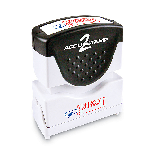 ACCUSTAMP Pre-Inked Shutter Stamp, Red/Blue, ENTERED, 1.63 x 0.5 (035544)