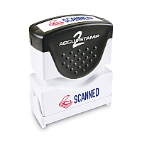 ACCUSTAMP Pre-Inked Shutter Stamp, Red/Blue, SCANNED, 1.63 x 0.5 (035606)