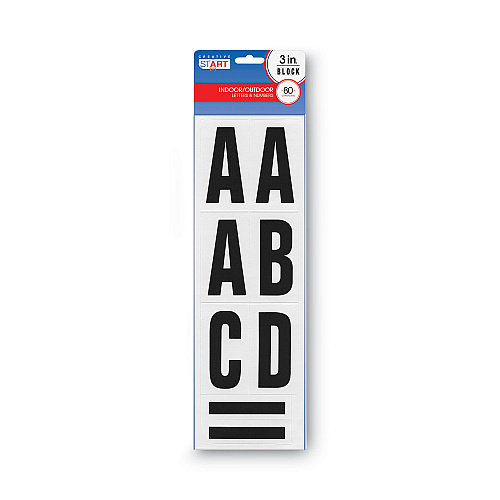 COSCO Letters, Numbers and Symbols, Self Adhesive, Black, 3"h, 64 Characters (098132)