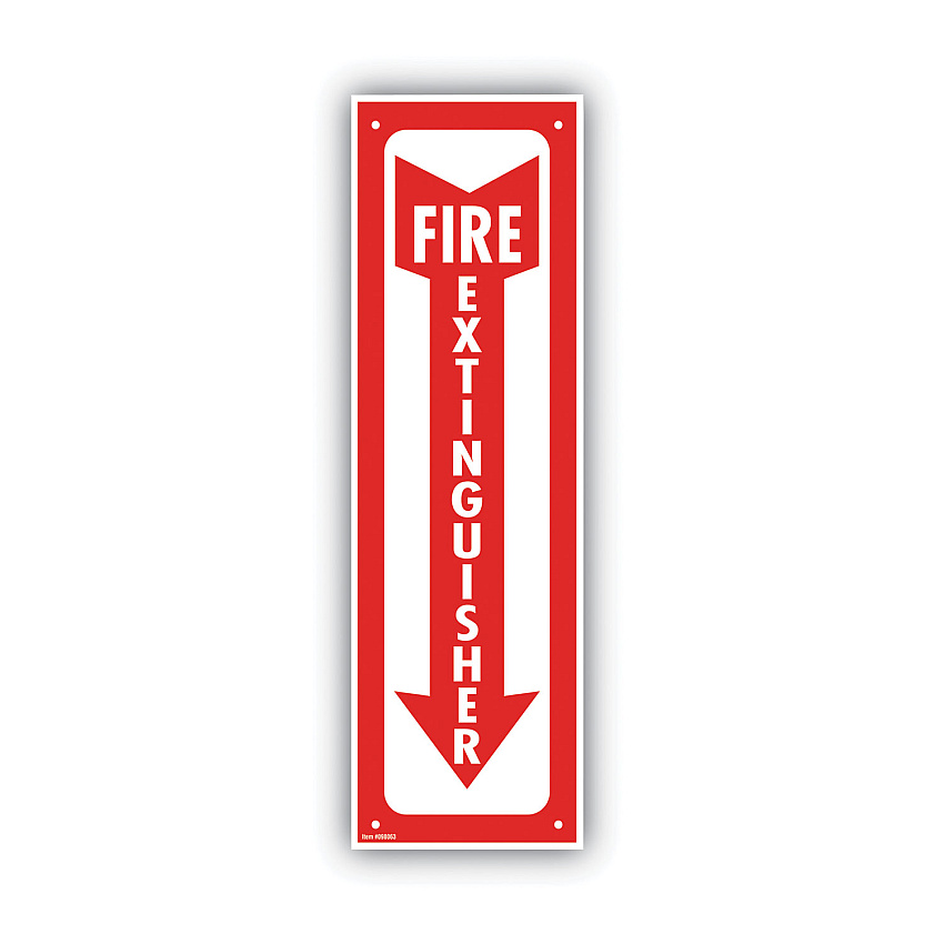 COSCO Glow-In-The-Dark Safety Sign, Fire Extinguisher, 4 x 13, Red (098063)