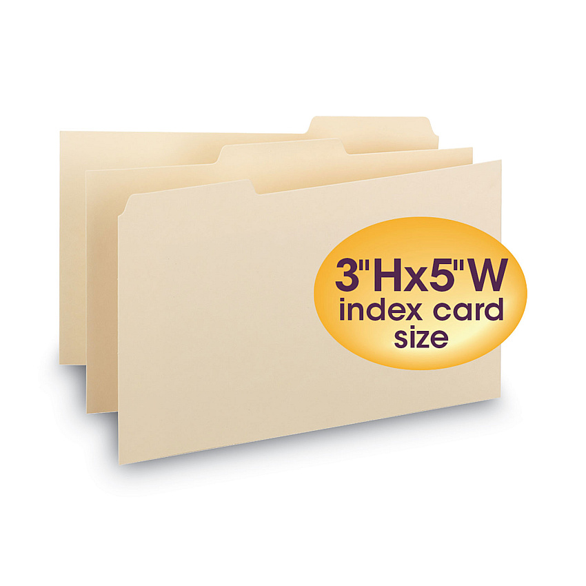 Smead Manila Card Guides, 1/3-Cut Top Tab, Blank, 3 x 5, Manila, 100/Box Blank Tab(s) - 3" Width x 5" Length - Manila Divider - 10% Recycled - 100 / Box (55030)