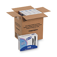 Dixie Plastic Tableware, Heavy Mediumweight Knives, Black, 100/Box, 10 Boxes/Carton (KM507CT)