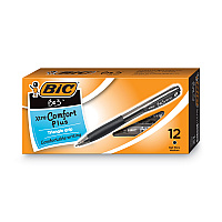BIC BU3 Ballpoint Pen, Retractable, Bold 1 mm, Black Ink, Smoke/Black Barrel, Dozen (BU311BK)