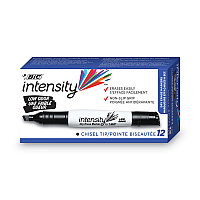 BIC Intensity Low Odor Chisel Tip Dry Erase Marker, Broad Chisel Tip, Black, Dozen (GDEM11BK)