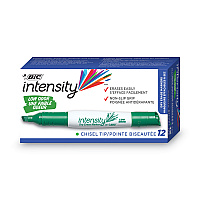 BIC Intensity Low Odor Chisel Tip Dry Erase Marker, Broad Chisel Tip, Green, Dozen Chisel Marker Point - Green Ink - 1 Dozen (GDEM11GN)