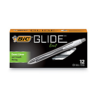 BIC GLIDE Exact Ballpoint Pen, Retractable, Fine 0.7 mm, Black Ink, Black Barrel, Dozen (VCGN11BK)