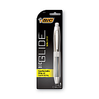 BIC GLIDE Bold Ballpoint Pen, Retractable, Bold 1.6 mm, Blue Ink, Translucent Blue Barrel, Dozen (VLGB11BE)