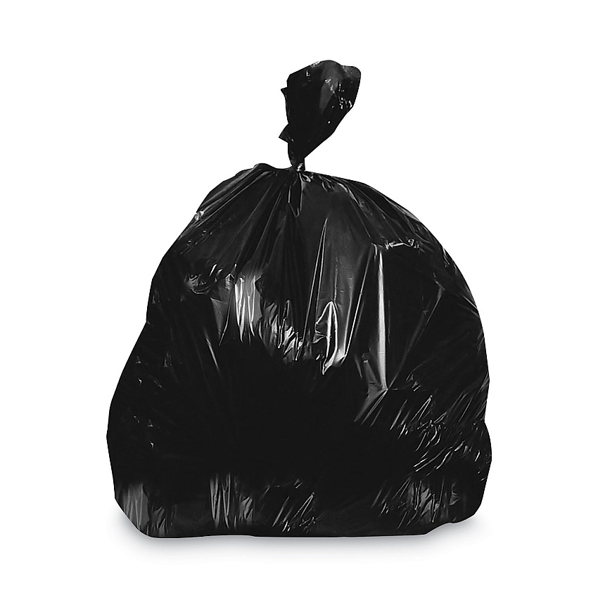 Heritage Linear Low-Density Can Liners, 45 gal, 1.5 mil, 40" x 46", Black, Flat Pack, 125/Carton (W8046AKX01)