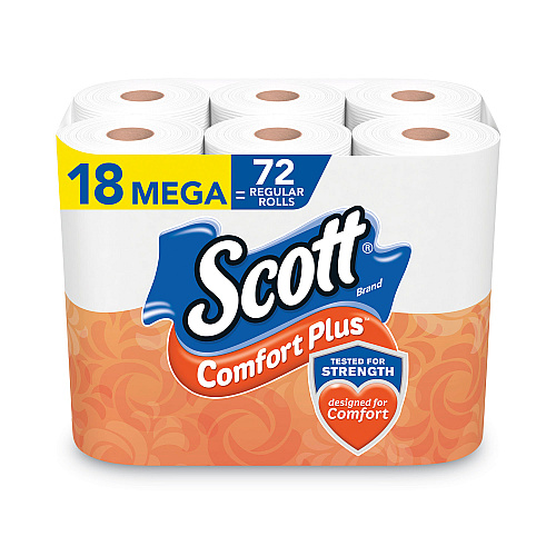 Scott&reg; ComfortPlus Toilet Paper, 1-Ply, 425 Sheets, 18 Rolls (5425849729)