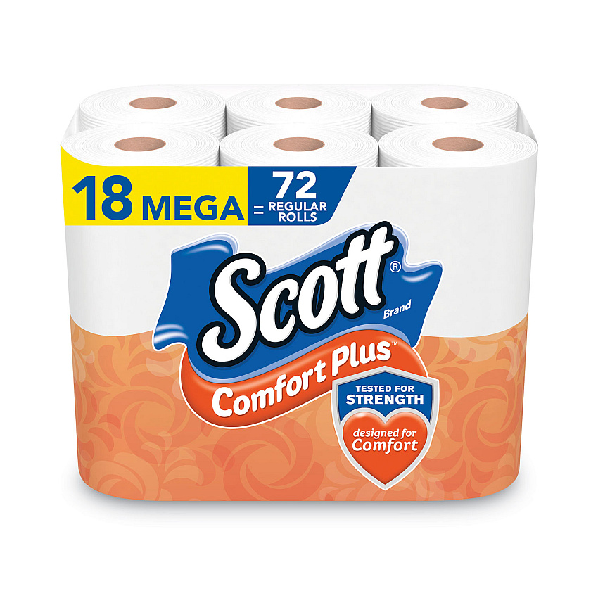 Scott&reg; ComfortPlus Toilet Paper, 1-Ply, 425 Sheets, 18 Rolls (5425849729)
