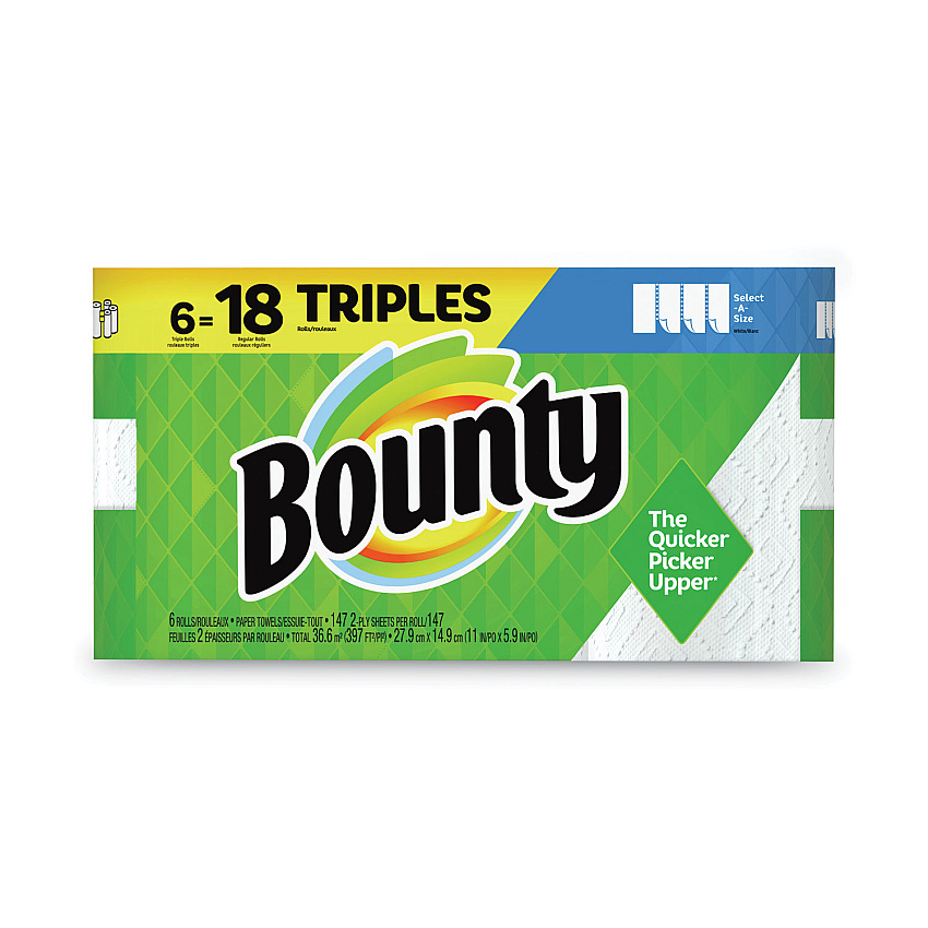 Bounty&reg; Kitchen Paper Towels, 2-Ply, 147 Sheet, 6 Rolls (67001)