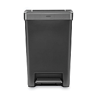 Rubbermaid Commercial Premier Series III Step-On Waste Container, 12.4 gal, Plastic, Black/Stainless Steel (2120983)