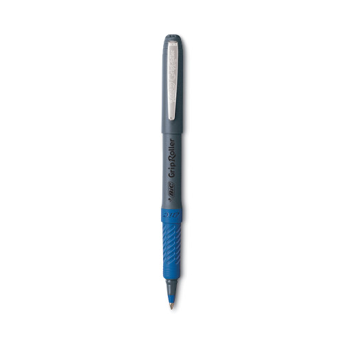 BIC Roller Glide Roller Ball Pen, Micro-Fine Blue Ink, Gray