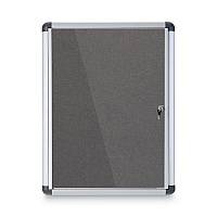 MasterVision Slim-Line Enclosed Fabric Bulletin Board, One Door, 28 x 38, Gray Surface, Aluminum Frame (VT630103690)