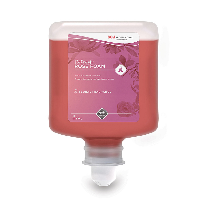 SC Johnson Professional Refresh Foaming Hand Soap Manual Cartridge Refill, Rose Scent, 1 L, 6/Carton (RFW1L)