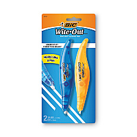BIC Wite-Out Brand Exact Liner Correction Tape, Non-Refillable, 0.2" x 19.67 ft, White Tape, Assorted Dispenser Colors, 2/Pack (WOELP21)