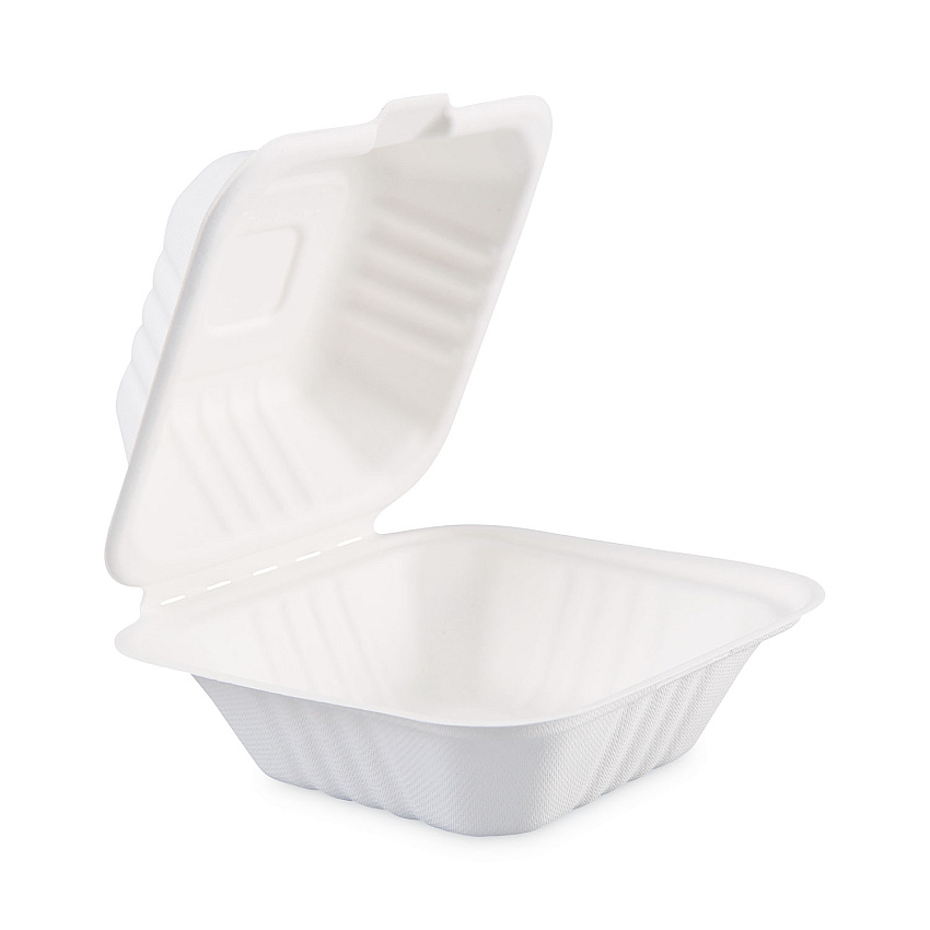 Boardwalk&reg; Bagasse Food Containers, Hinged-Lid, 500 Containers (BWKHINGEWF1CM6)