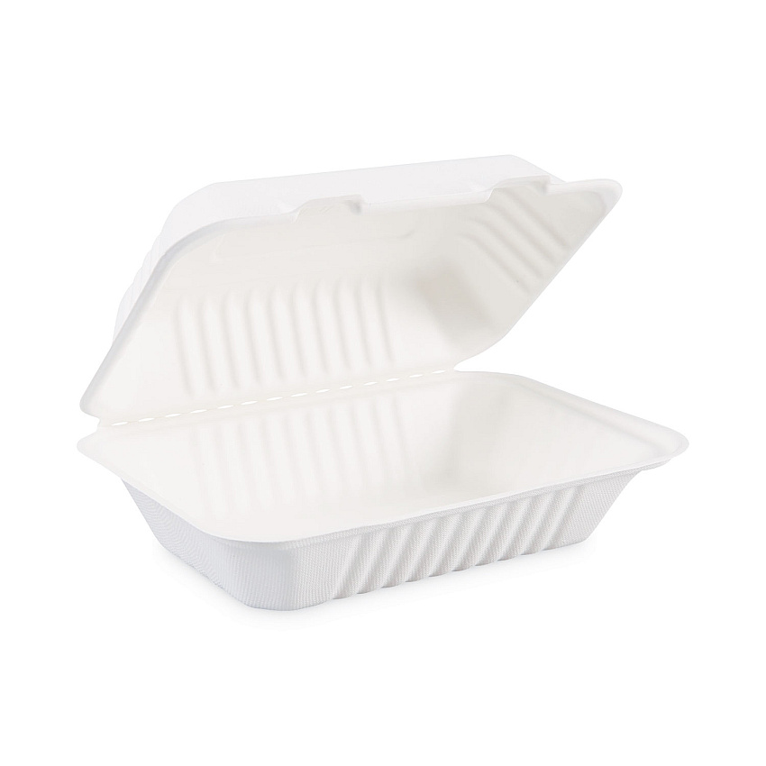 Boardwalk&reg; Bagasse 1-Compartment Containers, 250 Containers (BWKHINGEWFHG1C9)