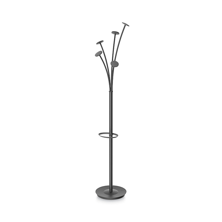 Alba Festival Coat Stand with Umbrella Holder, Five Knobs, 14w x 14d x 73.67h, Black (PMFESTN)