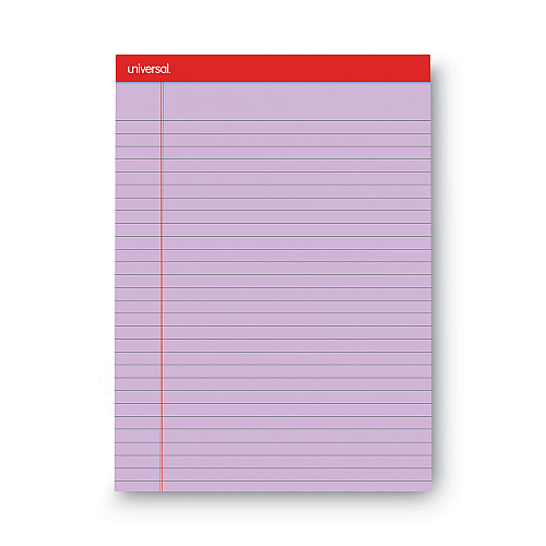Universal Colored Perforated Ruled Writing Pads, Wide/Legal Rule, 50 Assorted Color 8.5 x 11.75 Sheets, 6/Pack (UNV35878)