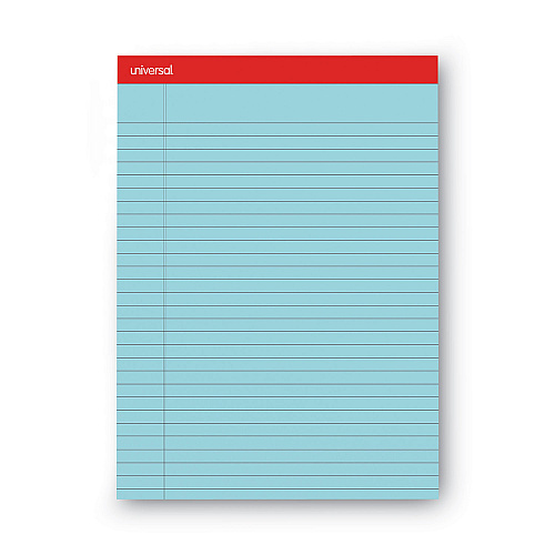 Universal Colored Perforated Ruled Writing Pads, Wide/Legal Rule, 50 Blue 8.5 x 11 Sheets, Dozen (UNV35880)