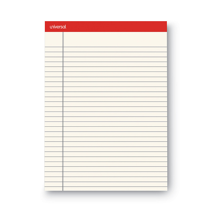 Universal Colored Perforated Ruled Writing Pads, Letter Size Pad (8.5 x 11.75), Wide/Legal Rule, 50 Ivory 8.5 x 11 Sheets, Dozen (UNV35882)