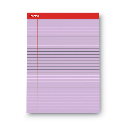 Universal Colored Perforated Ruled Writing Pads, Wide/Legal Rule, 50 Orchid 8.5 x 11 Sheets, Dozen (UNV35884)