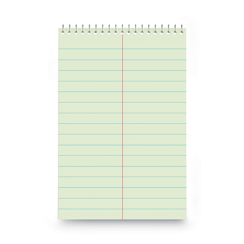 Universal Steno Pads, Pitman Rule, Red Cover, 60 Green-Tint 6 x 9 Sheets (UNV76610)