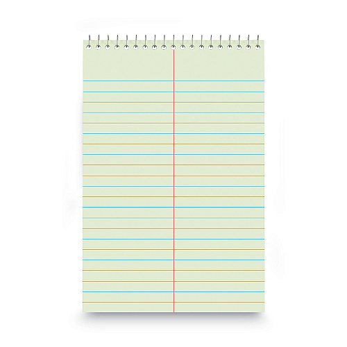 Universal Steno Pads, Gregg Rule, Red Cover, 80 Green-Tint 6 x 9 Sheets (UNV86920)