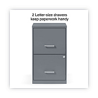 Alera Soho Vertical File Cabinet, 2 Drawers: File/File, Letter, Charcoal, 14