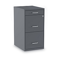 Alera Soho Vertical File Cabinet, 3 Drawers: Pencil/File/File, Letter, Charcoal, 14" x 18" x 26.9" (ALESVF1827CH)