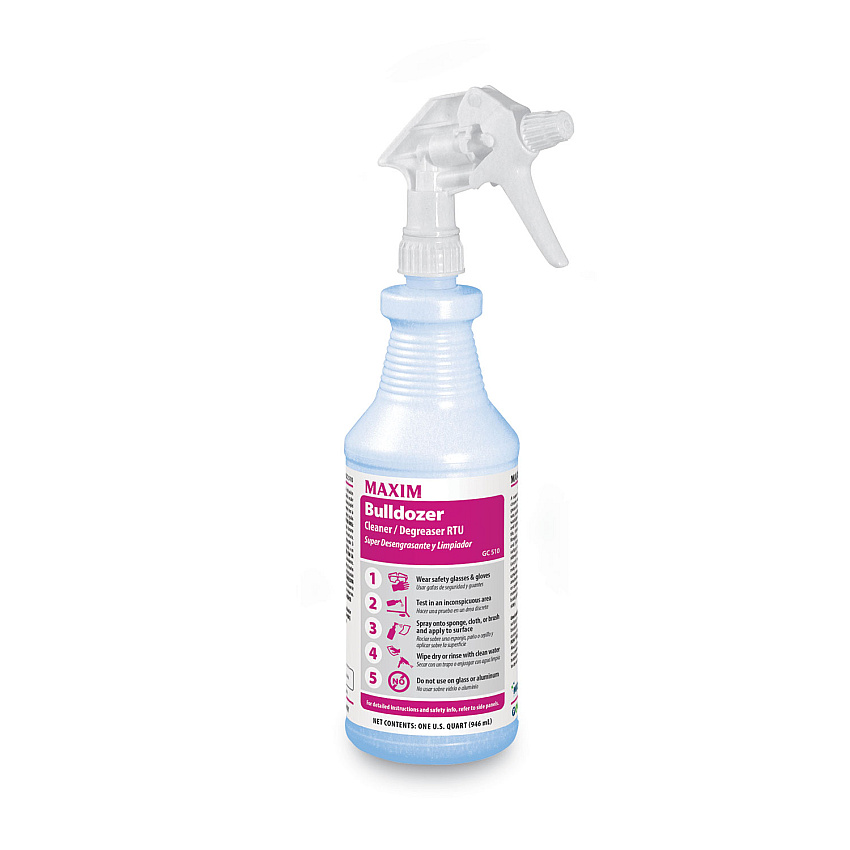 Maxim Bulldozer Cleaner/Degreaser RTU, Safe-to-Ship, Lemon Scent, 32 oz, 6/Carton (05100086)