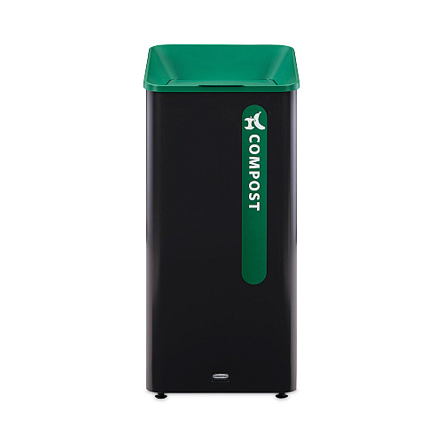 Rubbermaid Commercial Sustain Decorative Refuse with Recycling Lid, 23 gal, Metal/Plastic, Black/Green (2078992)