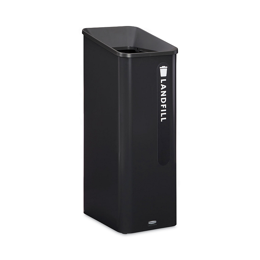 Rubbermaid Commercial Sustain Decorative Refuse with Recycling Lid, 15 gal, Metal/Plastic, Black (2078967)