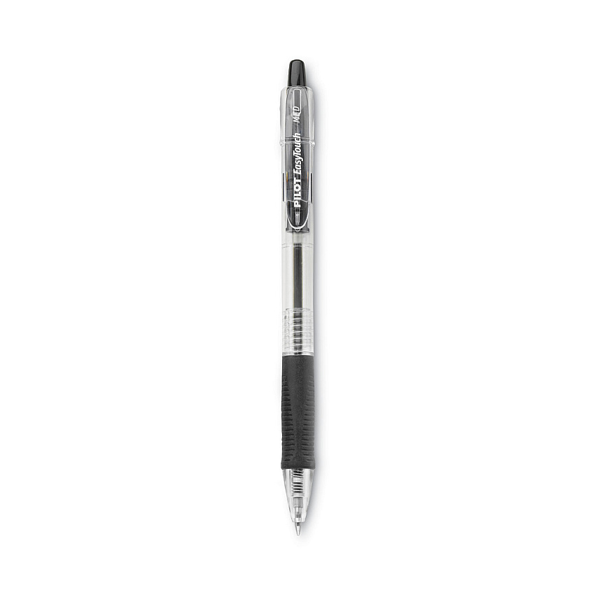 Pilot EasyTouch Ballpoint Pen, Retractable, Medium 1 mm, Black Ink, Clear Barrel, Dozen (32220)