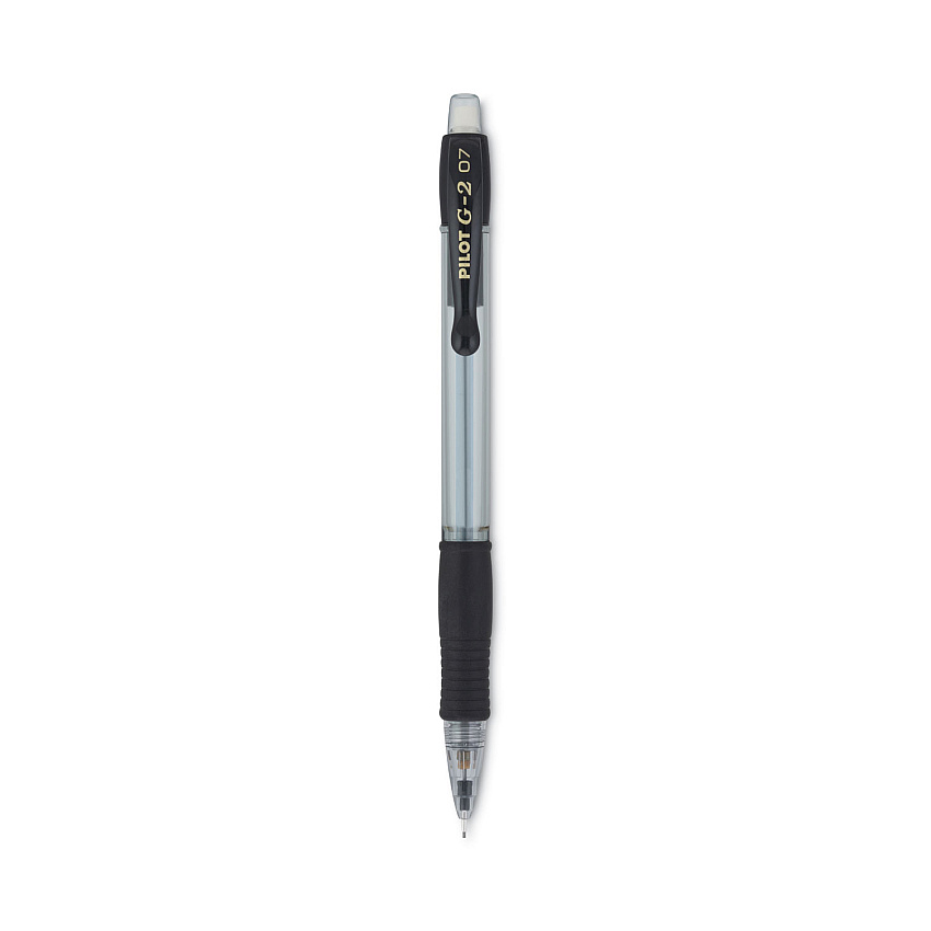 Pilot G2 Mechanical Pencil, 0.7 mm, HB (#2), Black Lead, Clear/Black Barrel, Dozen (51015)