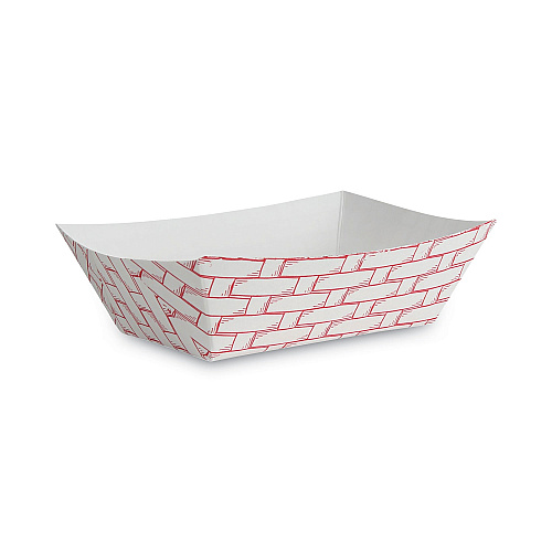 Boardwalk&reg; 1 lb. Paper Food Baskets, Red/White, 1,000 Baskets (BWK30LAG100)