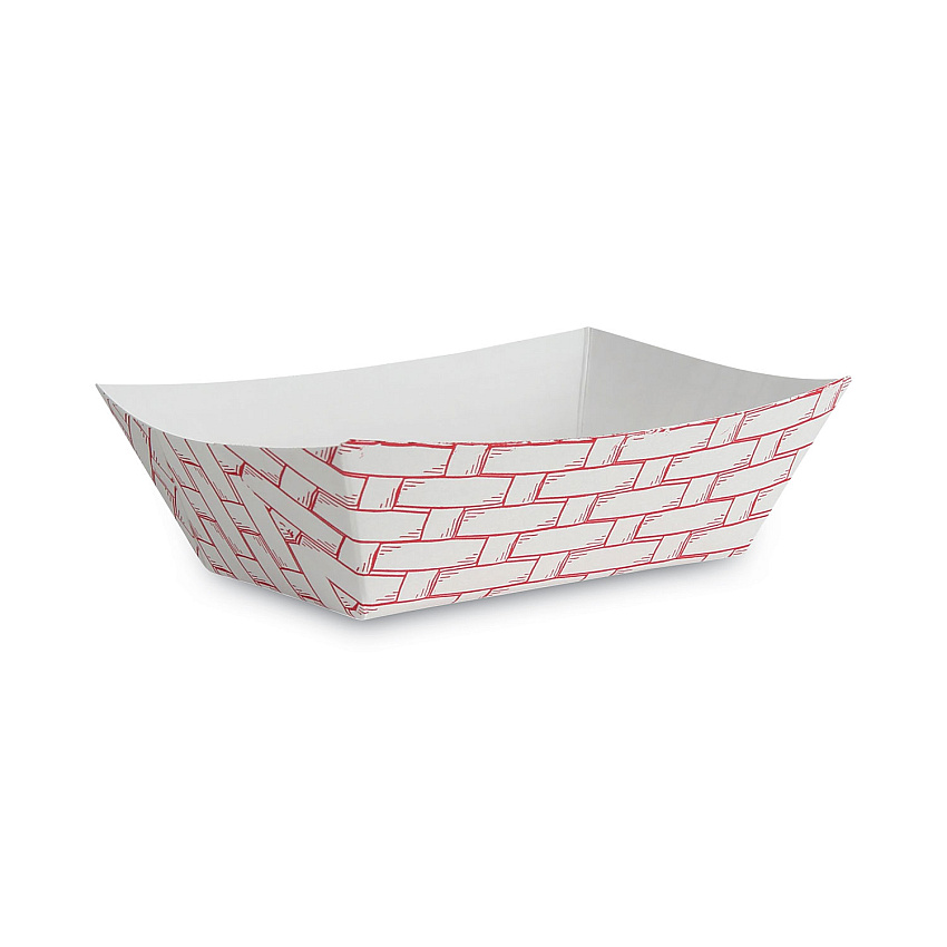 Boardwalk&reg; 1 lb. Paper Food Baskets, Red/White, 1,000 Baskets (BWK30LAG100)