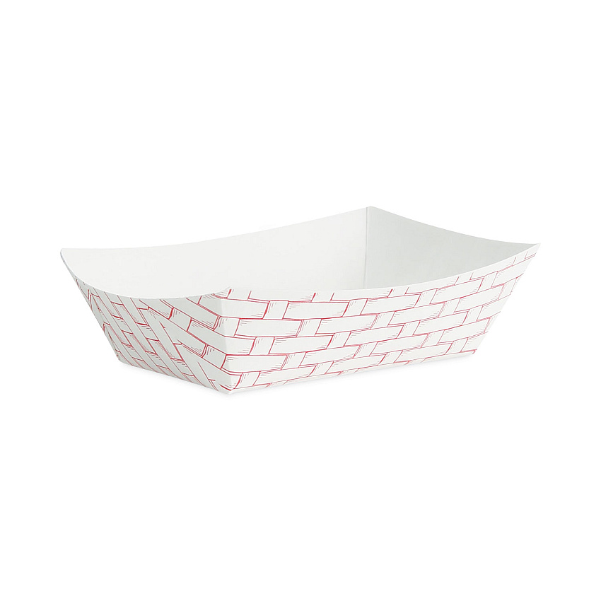Boardwalk&reg; Paper Food Baskets, 8oz Capacity, Red/White (BWK30LAG050)