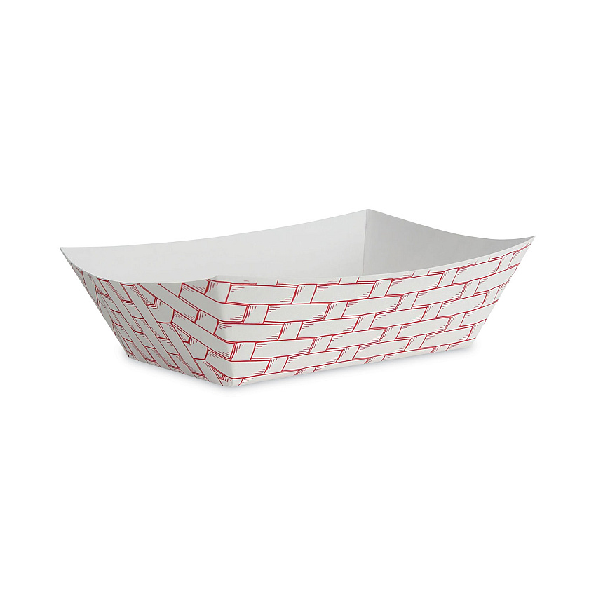 Boardwalk&reg; Paper Food Baskets, 3lb Capacity, Red/White (BWK30LAG300)