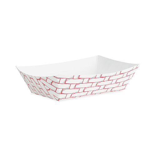 Boardwalk&reg; Paper Food Baskets, 4 oz., Capacity, Red/White, 1000/CT (BWK30LAG025)