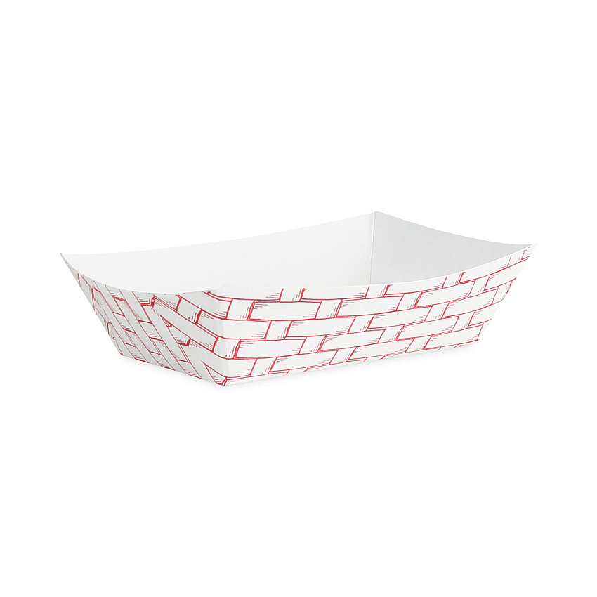 Boardwalk&reg; Paper Food Baskets, 4 oz., Capacity, Red/White, 1000/CT (BWK30LAG025)