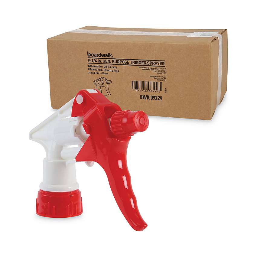Boardwalk&reg; Trigger Sprayer 250 for 32 oz. Bottle, Red/White, 24 Sprayers (BWK09229)