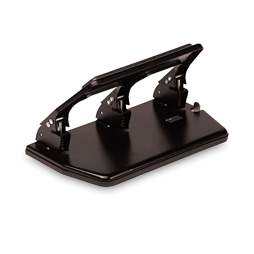 Master 30-Sheet Heavy-Duty Three-Hole Punch with Gel Padded Handle, 9/32" Holes, Black 3 Punch Head(s) - 30 Sheet of 20lb Paper - 9/32" Punch Size - Round Shape - Steel - 10.5" Width x 6" Depth x 3" Height - Black (MP40)