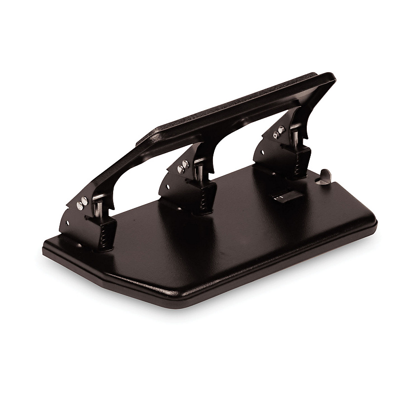 Master 30-Sheet Heavy-Duty Three-Hole Punch with Gel Padded Handle, 9/32" Holes, Black 3 Punch Head(s) - 30 Sheet of 20lb Paper - 9/32" Punch Size - Round Shape - Steel - 10.5" Width x 6" Depth x 3" Height - Black (MP40)