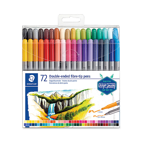 Staedtler Double Ended Markers, Assorted Bullet Tips, Assorted Colors, 72/Pack (3200TB7202)