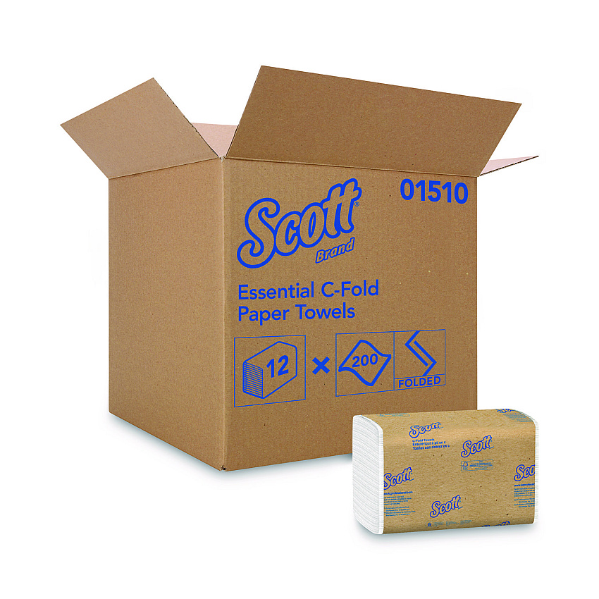 Scott&reg; Essential C-Fold Paper Towels, 1-Ply, White, 2400 Towels (01510)