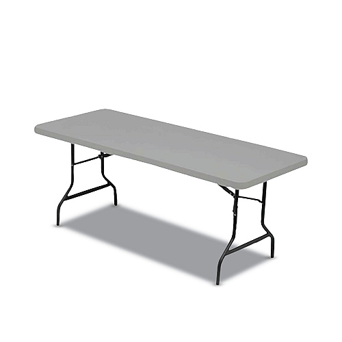 AbilityOne 7105016976846 SKILCRAFT Blow Molded Folding Tables, Rectangular, 72 x 30 x 29, Gray